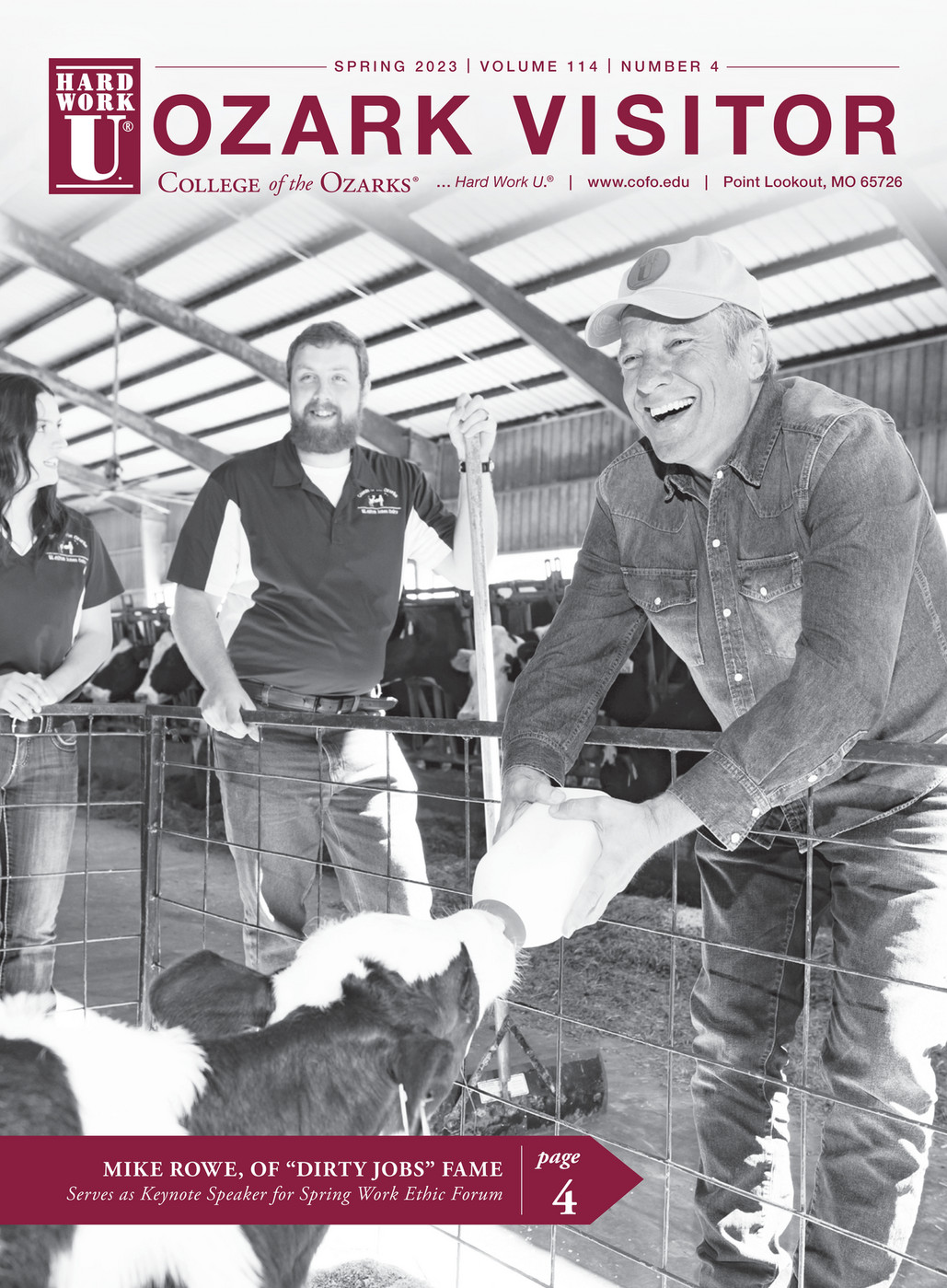 Mike Rowe at C of O Dairy bottle feeding a calf