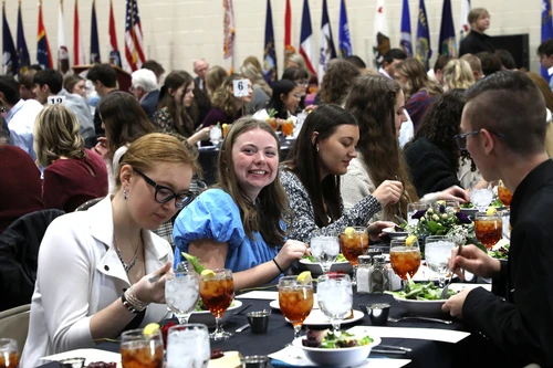 To complete Character Camp, the incoming students participate in the Honors Banquet where they enjoy a final meal with their family and sign the Honor Code, committing to be trustworthy students throughout their time at C of O. 
