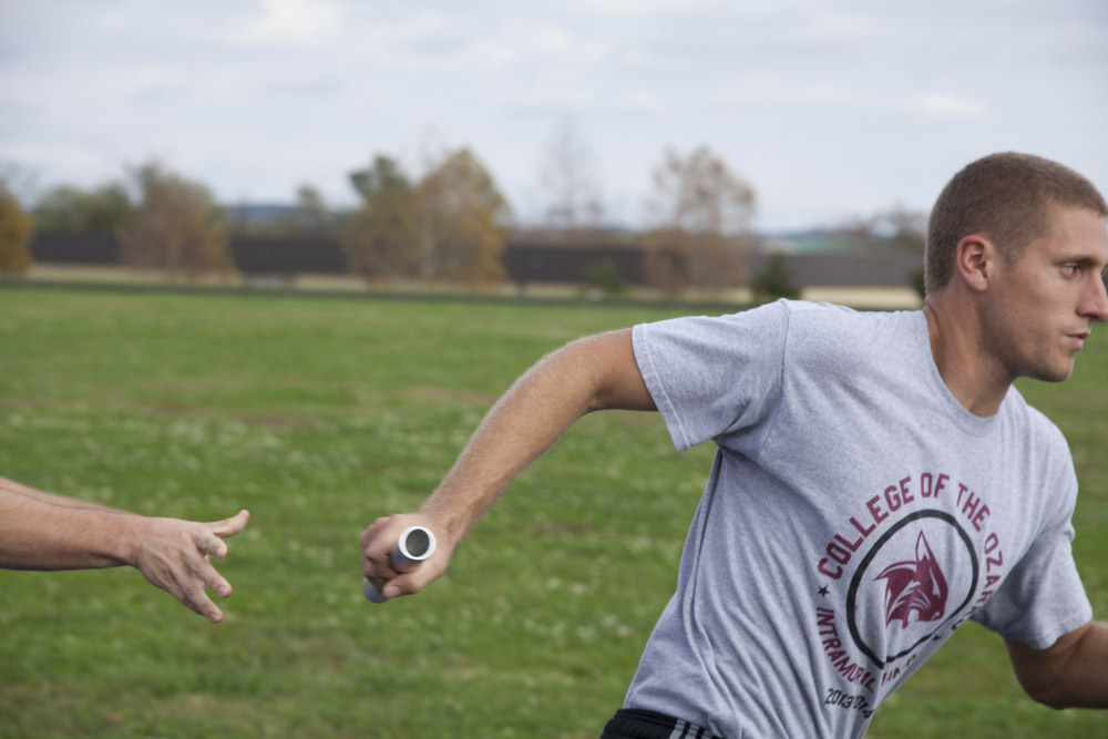 Students performing a relay race