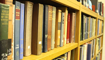 Rows of books on shelves