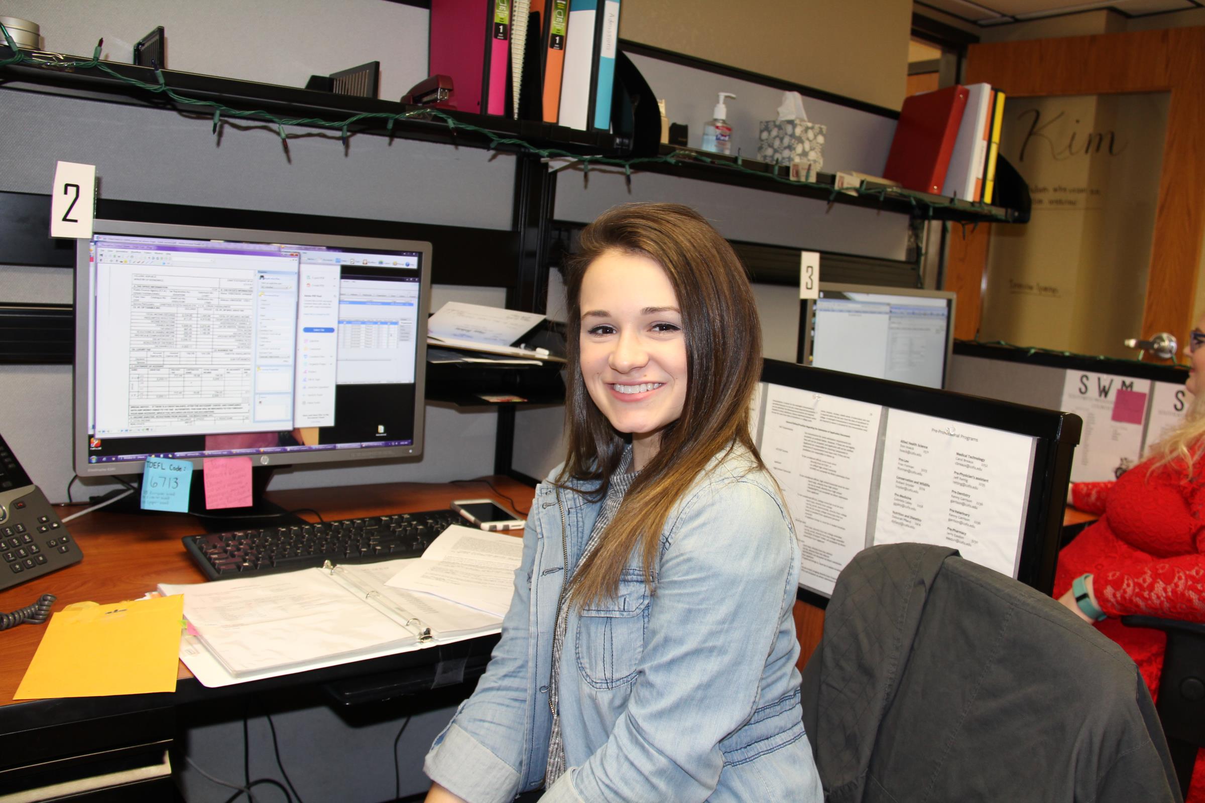 Student working at a desk