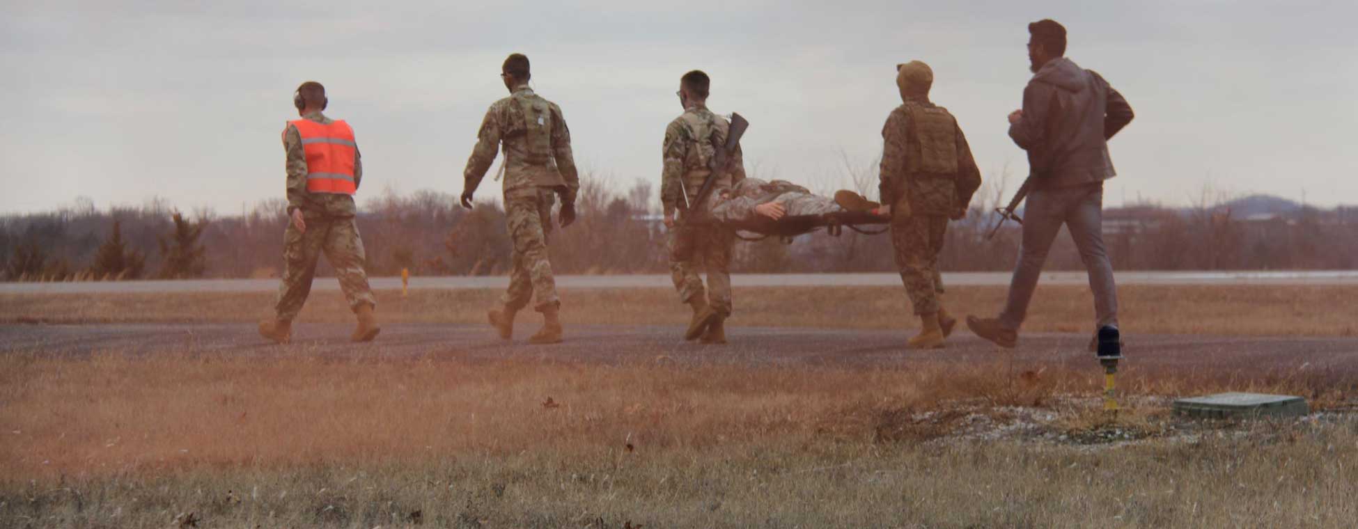 Military Science Students performing a maneuver 