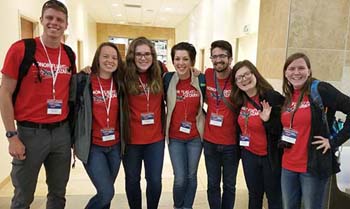 (L-R): senior Kyle Kapella, senior Grace Meiners, senior Abigail Rowe, trip sponsor Erin Blake, senior Marcus Dougherty, junior Noah Burton, junior BettyAnn Jurgensmeyer.