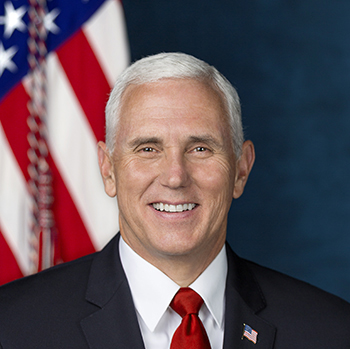 Former Vice President Mike Pence with American flag in the background