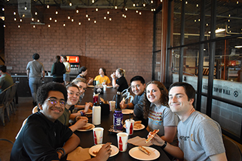 Students on the Vocation Trip enjoy dinner at Fritz’s Adventure.