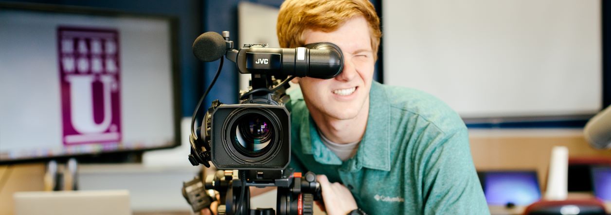 Student preparing to film