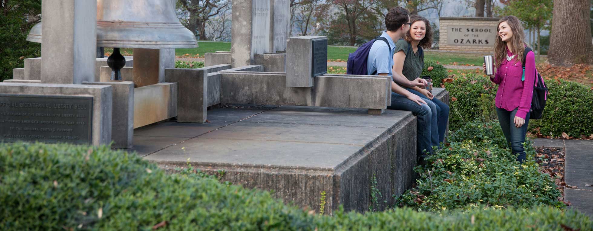 Students catting on Campus